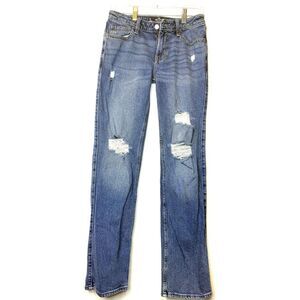 Hollister Distressed Bootcut Denim Jeans Medium Wash Ripped Casual‎ Blue